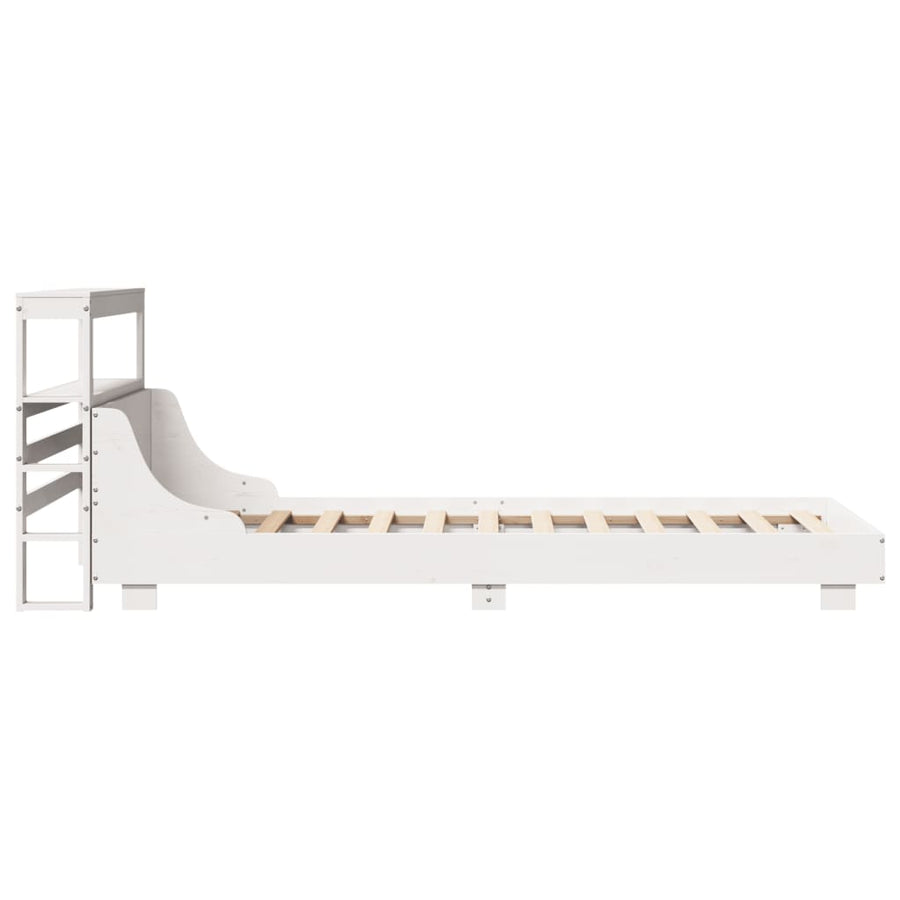Bedframe zonder matras massief grenenhout wit 75x190 cm