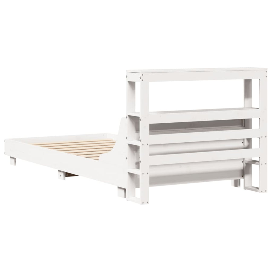 Bedframe zonder matras massief grenenhout wit 75x190 cm