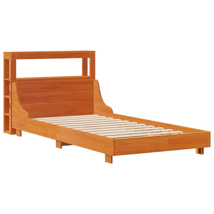Bedframe zonder matras massief grenenhout wasbruin 75x190 cm