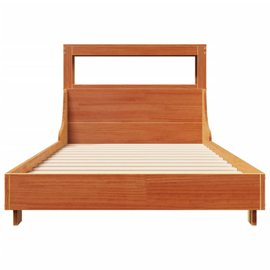 Bedframe zonder matras massief grenenhout wasbruin 75x190 cm