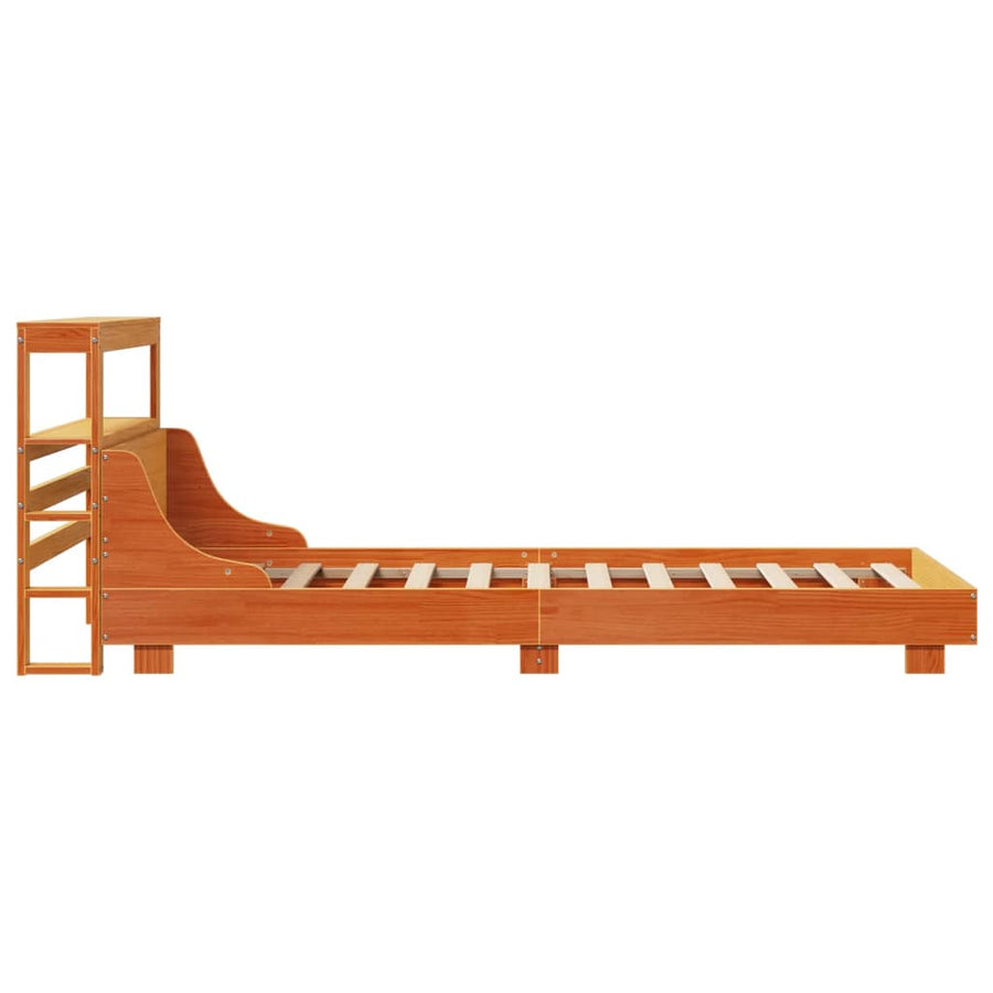 Bedframe zonder matras massief grenenhout wasbruin 75x190 cm