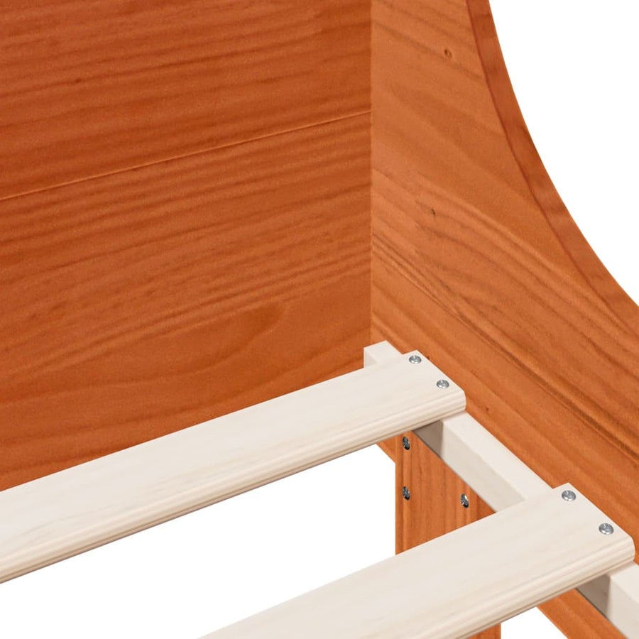 Bedframe zonder matras massief grenenhout wasbruin 75x190 cm