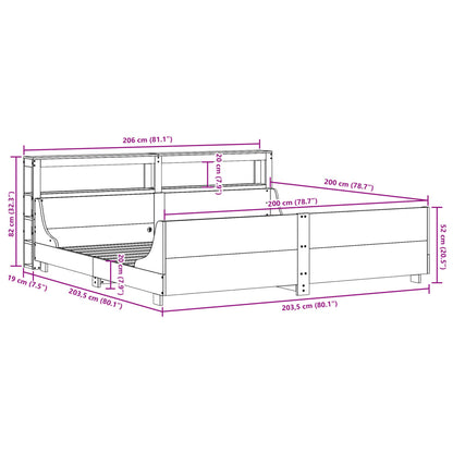Bedframe Zonder Matras Massief Grenenhout 200 x 200 cm Naturel