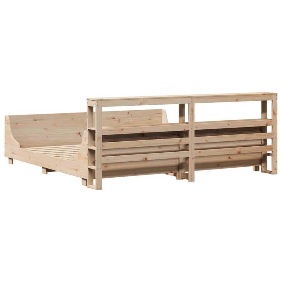 Bedframe Zonder Matras Massief Grenenhout 200 x 200 cm Naturel