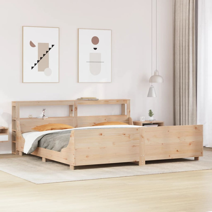 Bedframe Zonder Matras Massief Grenenhout 200 x 200 cm Naturel