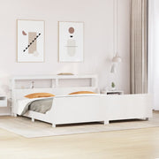 Bedframe massief grenenhout wit 200x200 cm