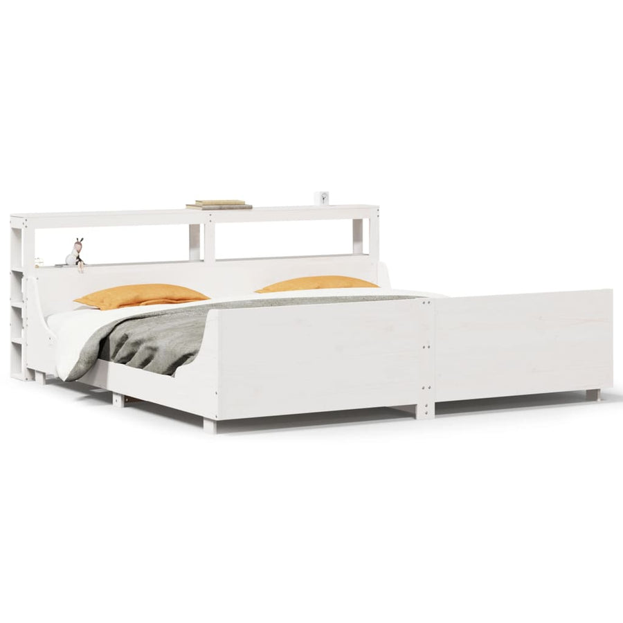 Bedframe zonder matras massief grenenhout wit 180x200 cm
