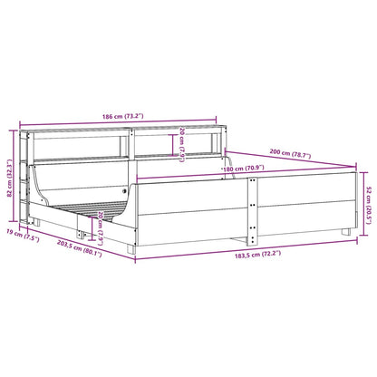 Bedframe zonder matras massief grenenhout wit 180x200 cm