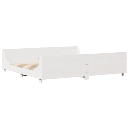Bedframe zonder matras massief grenenhout wit 180x200 cm