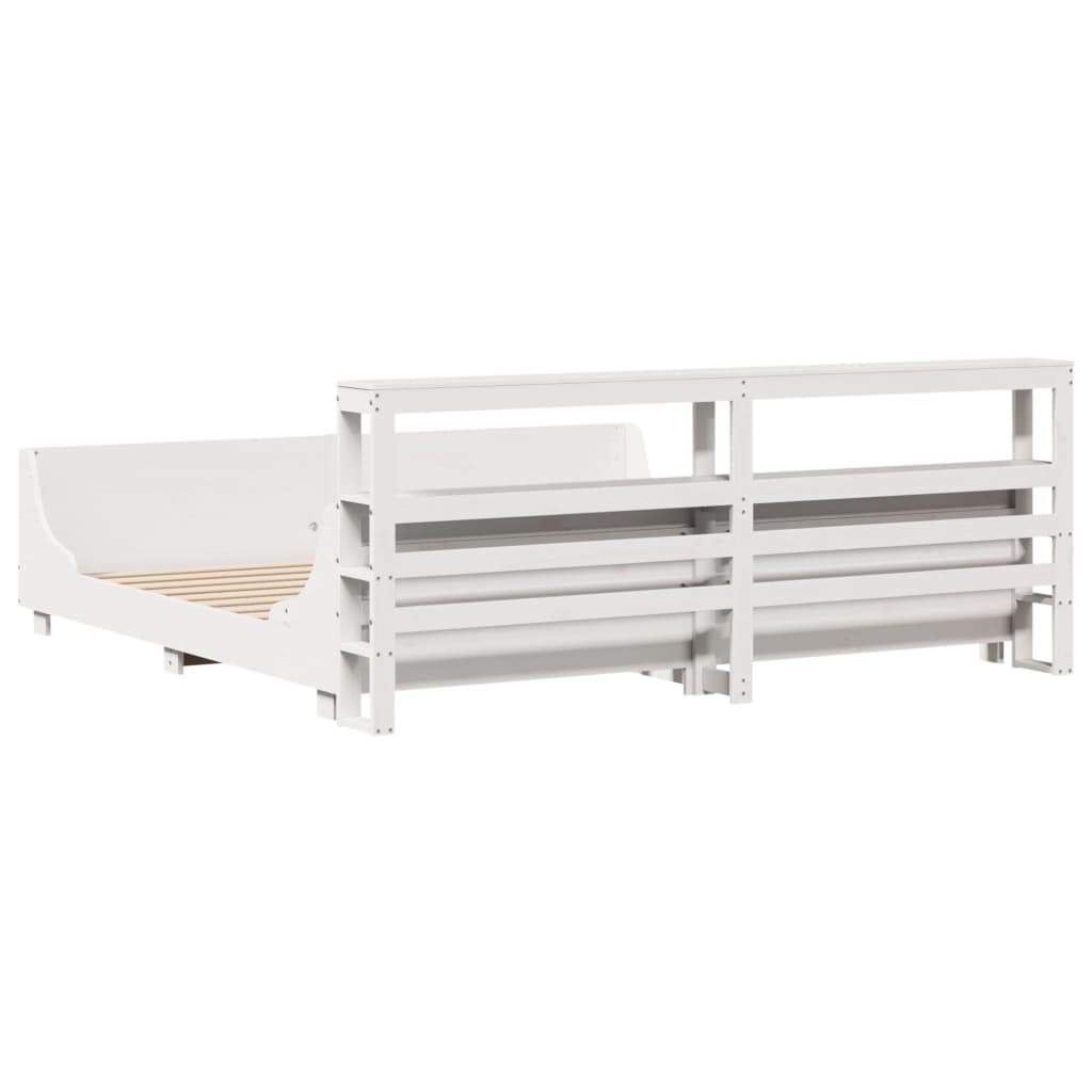 Bedframe zonder matras massief grenenhout wit 180x200 cm