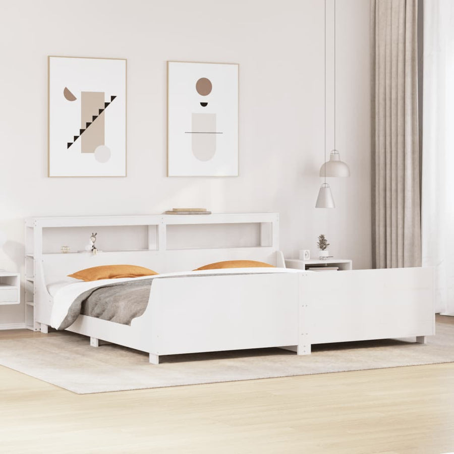 Bedframe zonder matras massief grenenhout wit 180x200 cm