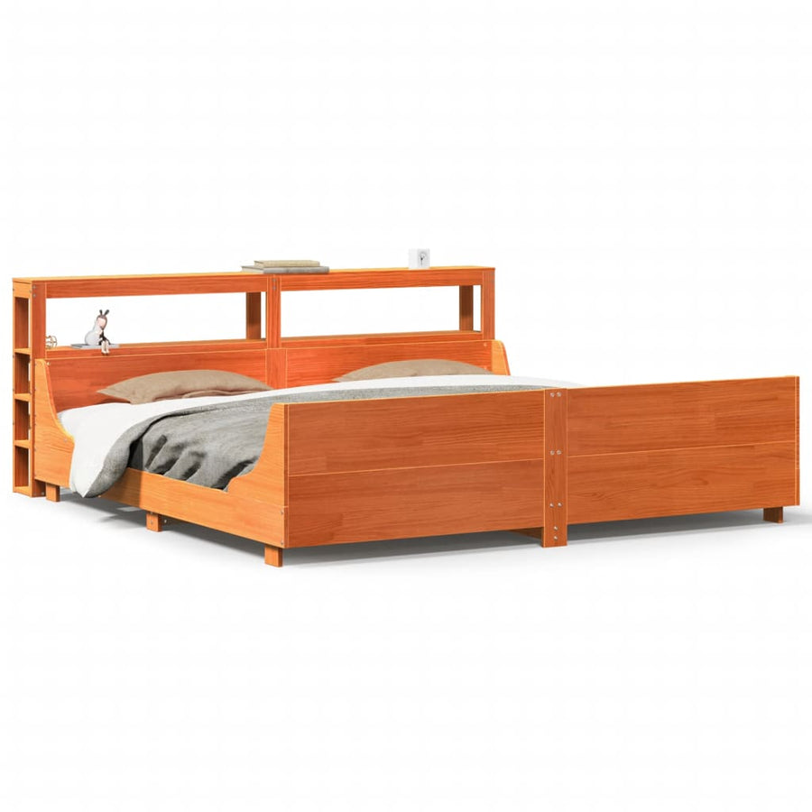 Bedframe zonder matras massief grenenhout wasbruin 180x200 cm
