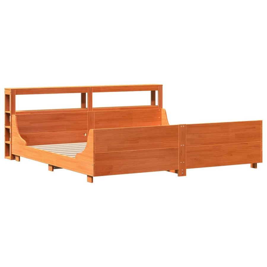 Bedframe zonder matras massief grenenhout wasbruin 180x200 cm