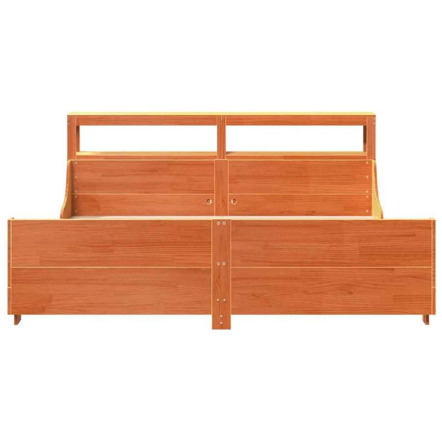 Bedframe zonder matras massief grenenhout wasbruin 180x200 cm
