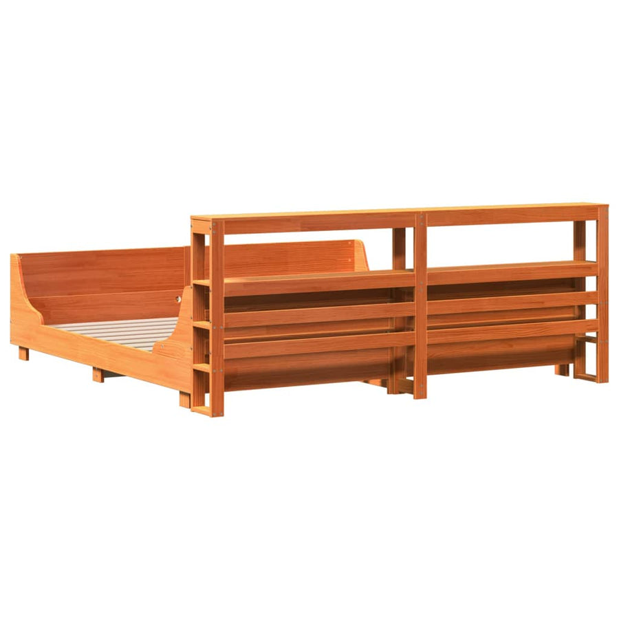Bedframe zonder matras massief grenenhout wasbruin 180x200 cm