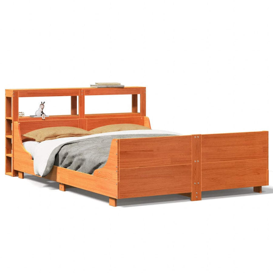 Bedframe zonder matras massief grenenhout wasbruin 160x200 cm