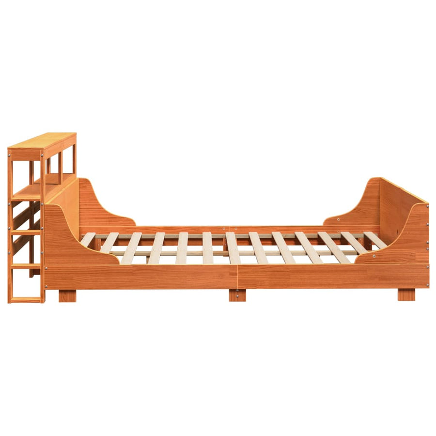 Bedframe zonder matras massief grenenhout wasbruin 160x200 cm