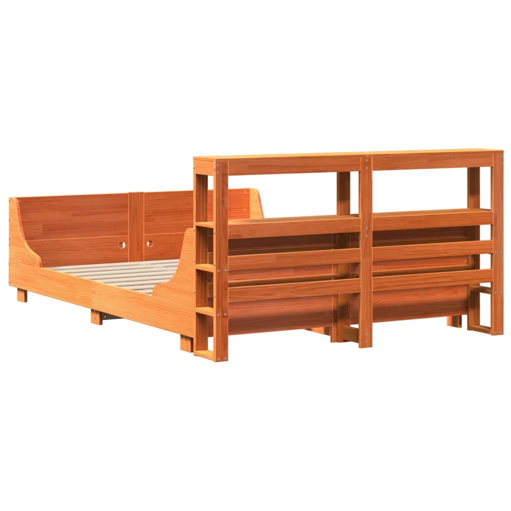 Bedframe zonder matras massief grenenhout wasbruin 160x200 cm