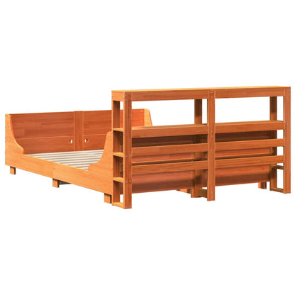 Bedframe zonder matras massief grenenhout wasbruin 160x200 cm