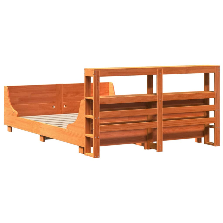Bedframe zonder matras massief grenenhout wasbruin 160x200 cm