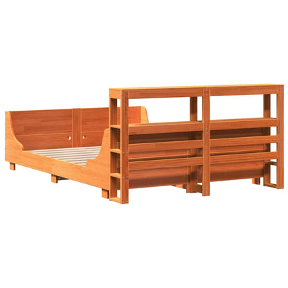 Bedframe zonder matras massief grenenhout wasbruin 150x200 cm
