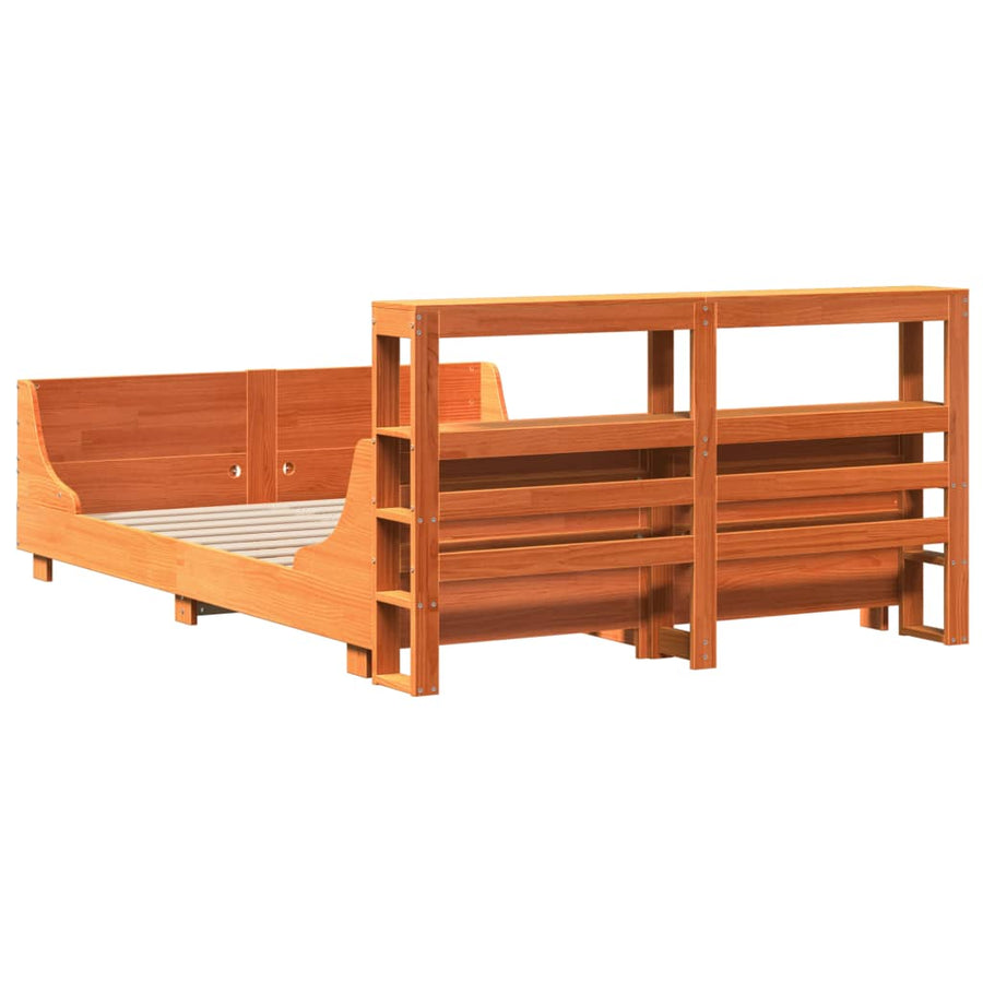 Bedframe zonder matras massief grenenhout wasbruin 150x200 cm