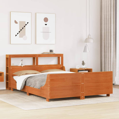 Bedframe zonder matras massief grenenhout wasbruin 150x200 cm
