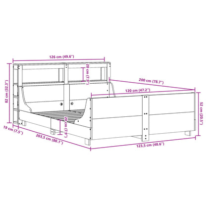 Bedframe zonder matras massief grenenhout 120x200 cm