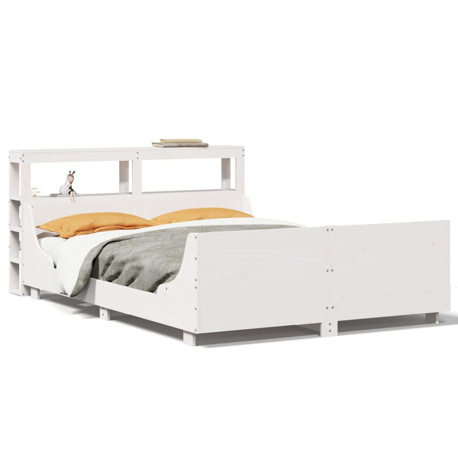 Bedframe zonder matras massief grenenhout wit 120x200 cm