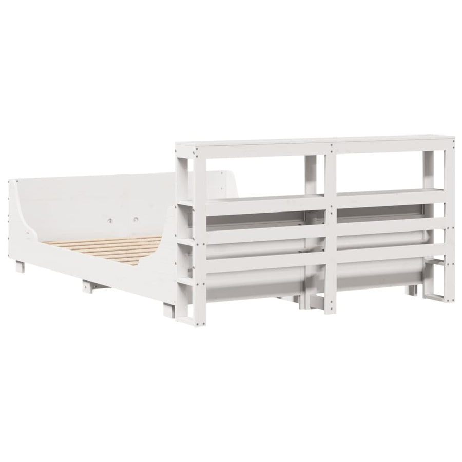 Bedframe zonder matras massief grenenhout wit 120x200 cm