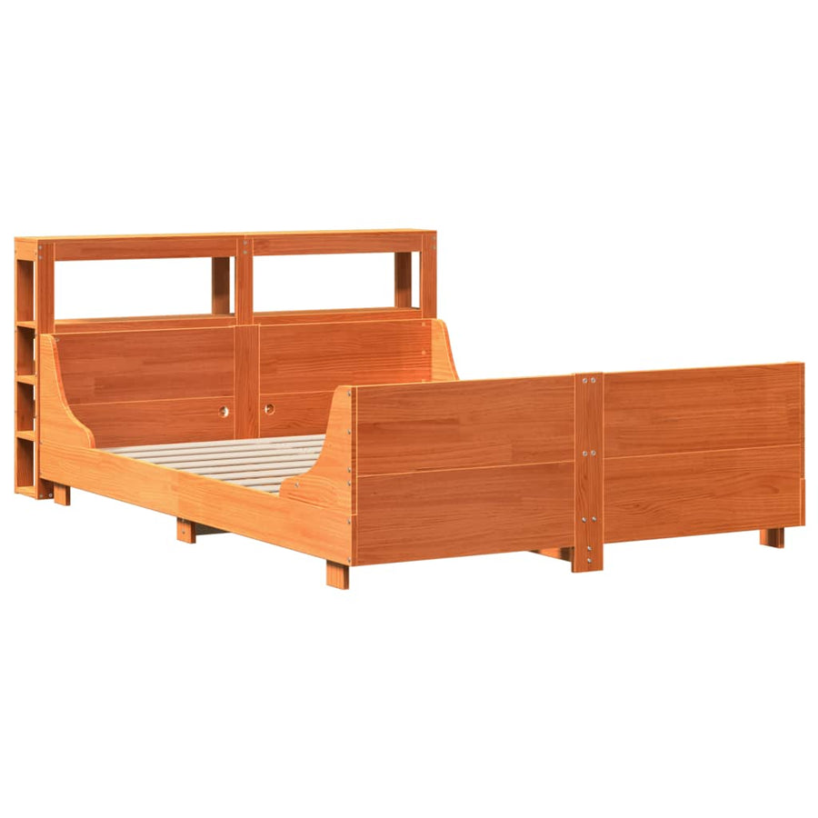 Bedframe zonder matras massief grenenhout wasbruin 120x200 cm