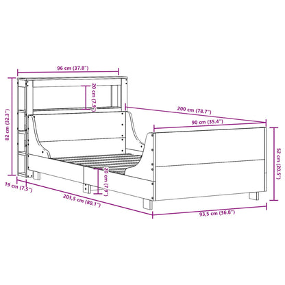 Bedframe zonder matras massief grenenhout 90x200 cm