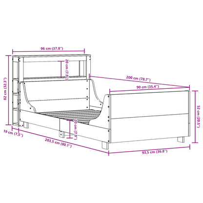 Bedframe Zonder Matras Massief Grenenhout 90 x 200 cm Wit