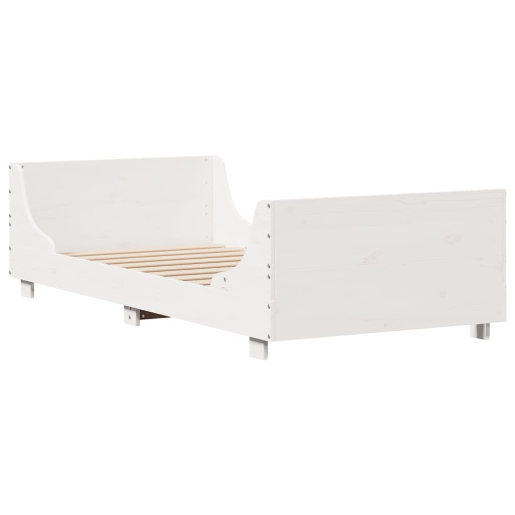 Bedframe Zonder Matras Massief Grenenhout 90 x 200 cm Wit
