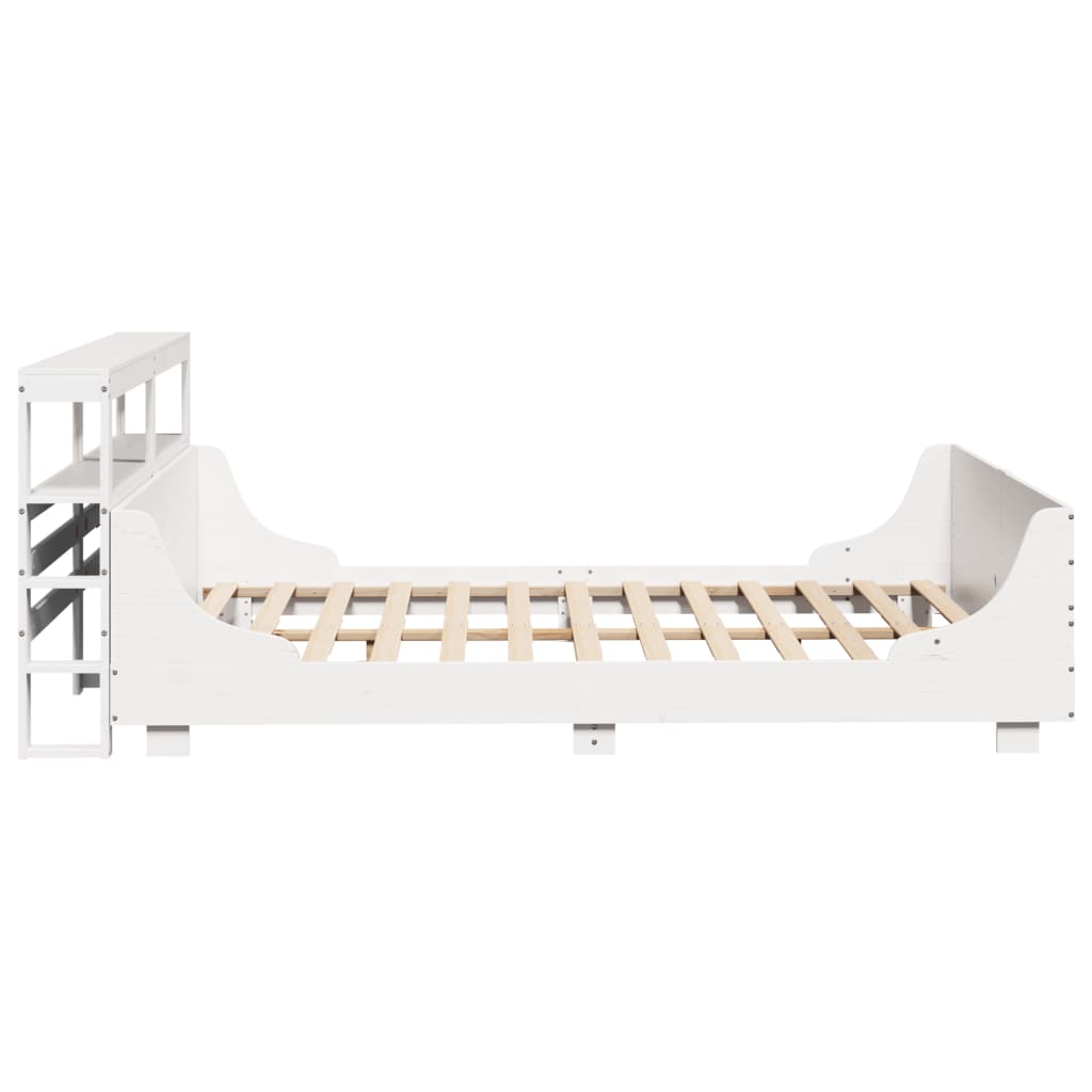 Bedframe zonder matras massief grenenhout wit 140x190 cm