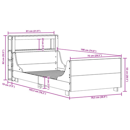 Bedframe zonder matras massief grenenhout wit 75x190 cm