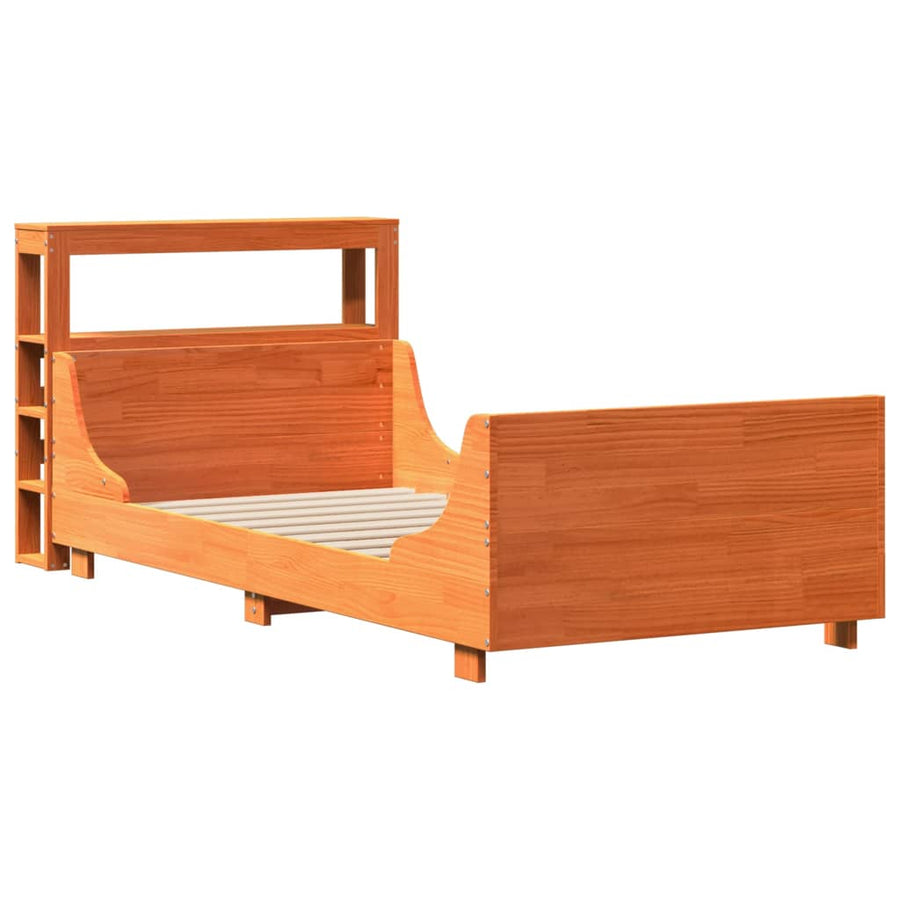 Bedframe zonder matras massief grenenhout wasbruin 75x190 cm