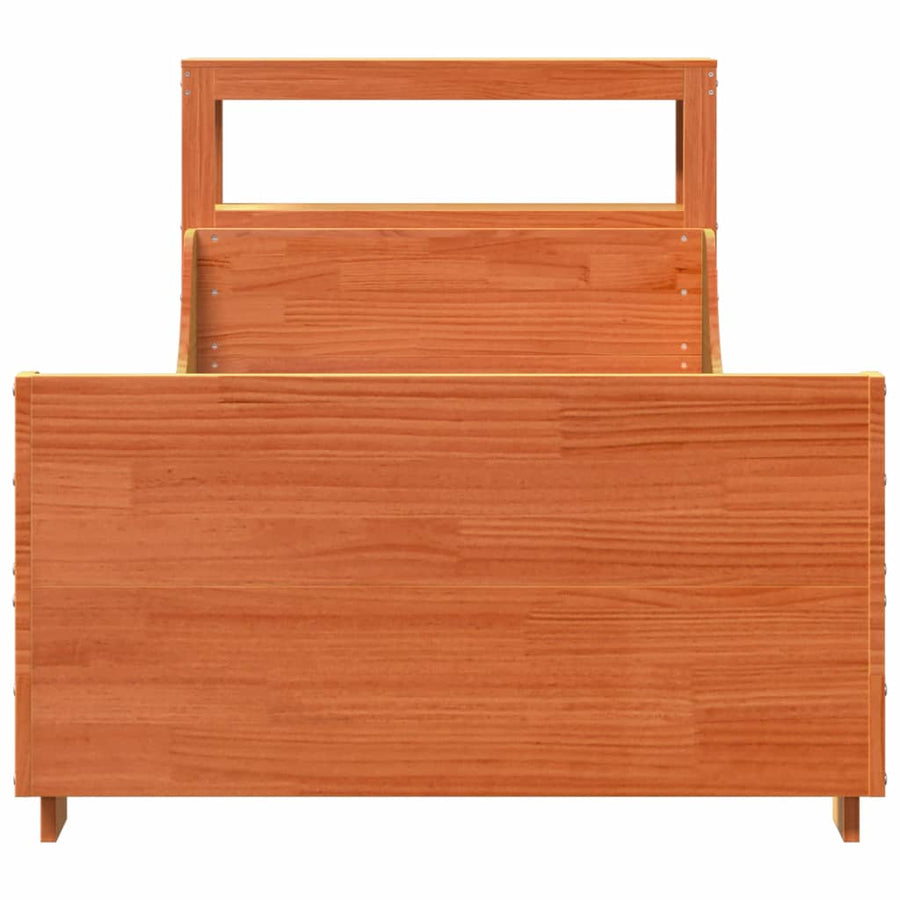 Bedframe zonder matras massief grenenhout wasbruin 75x190 cm