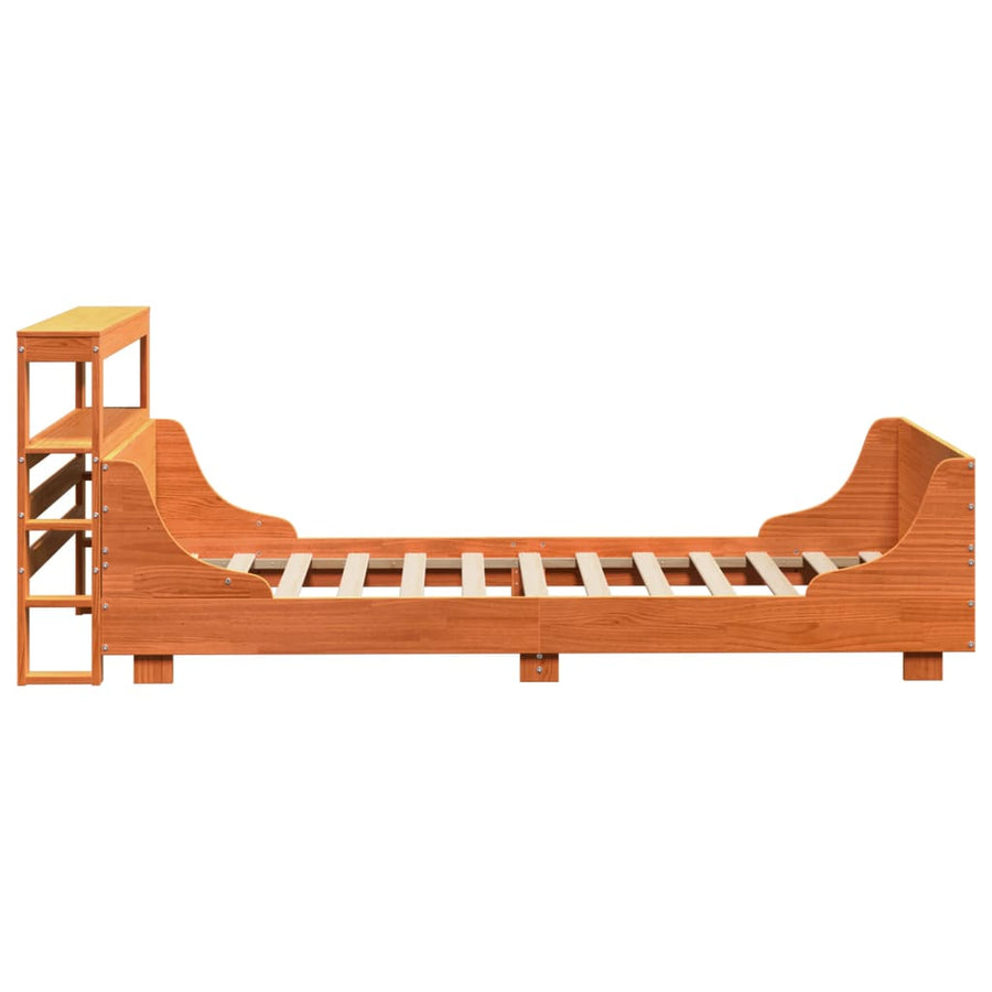Bedframe zonder matras massief grenenhout wasbruin 75x190 cm