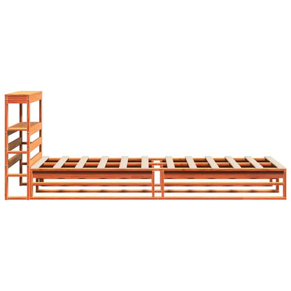 Bedframe zonder matras massief grenenhout wasbruin 100x200 cm