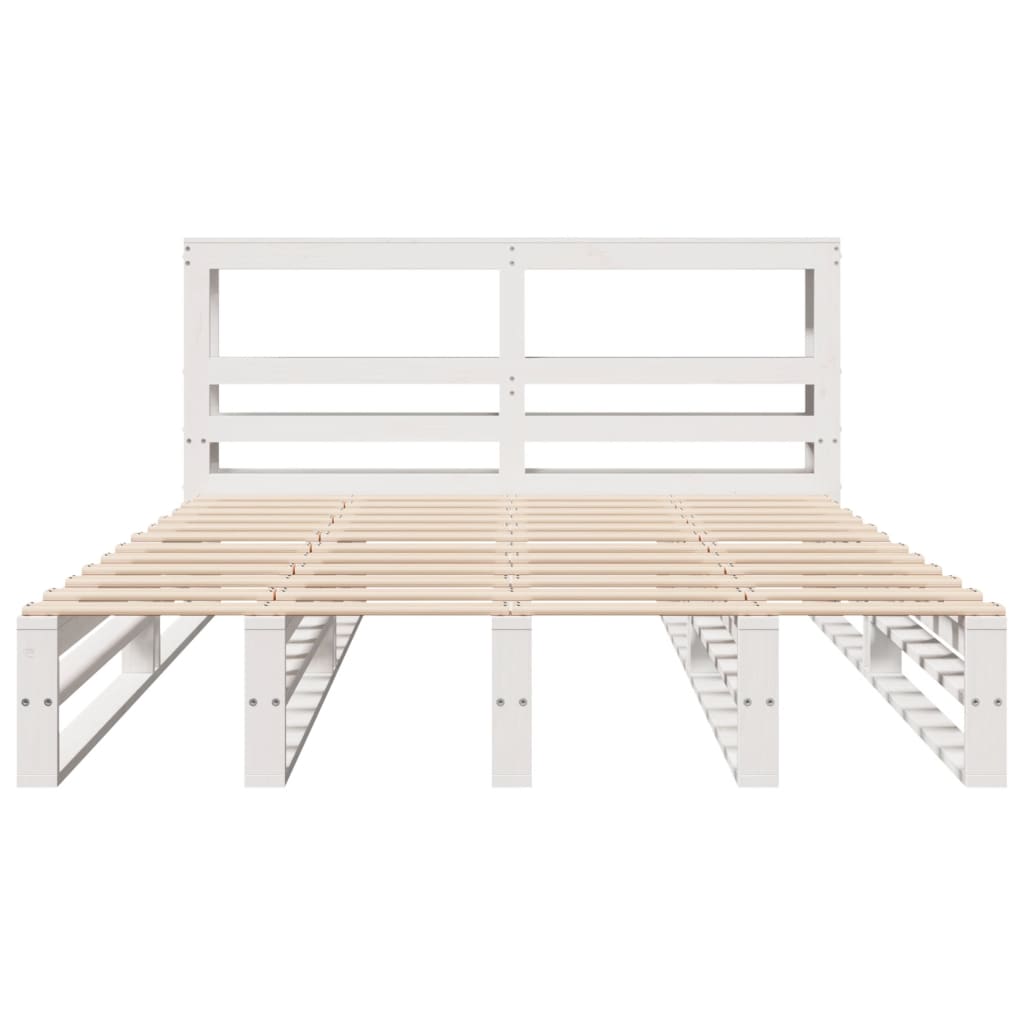 Bedframe zonder matras massief grenenhout wit 120x200 cm