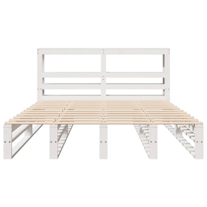 Bedframe zonder matras massief grenenhout wit 120x200 cm