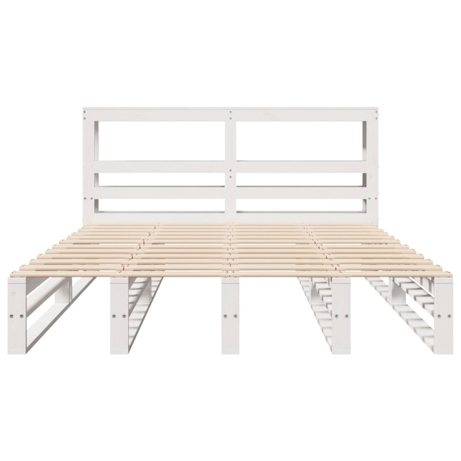 Bedframe zonder matras massief grenenhout wit 120x200 cm