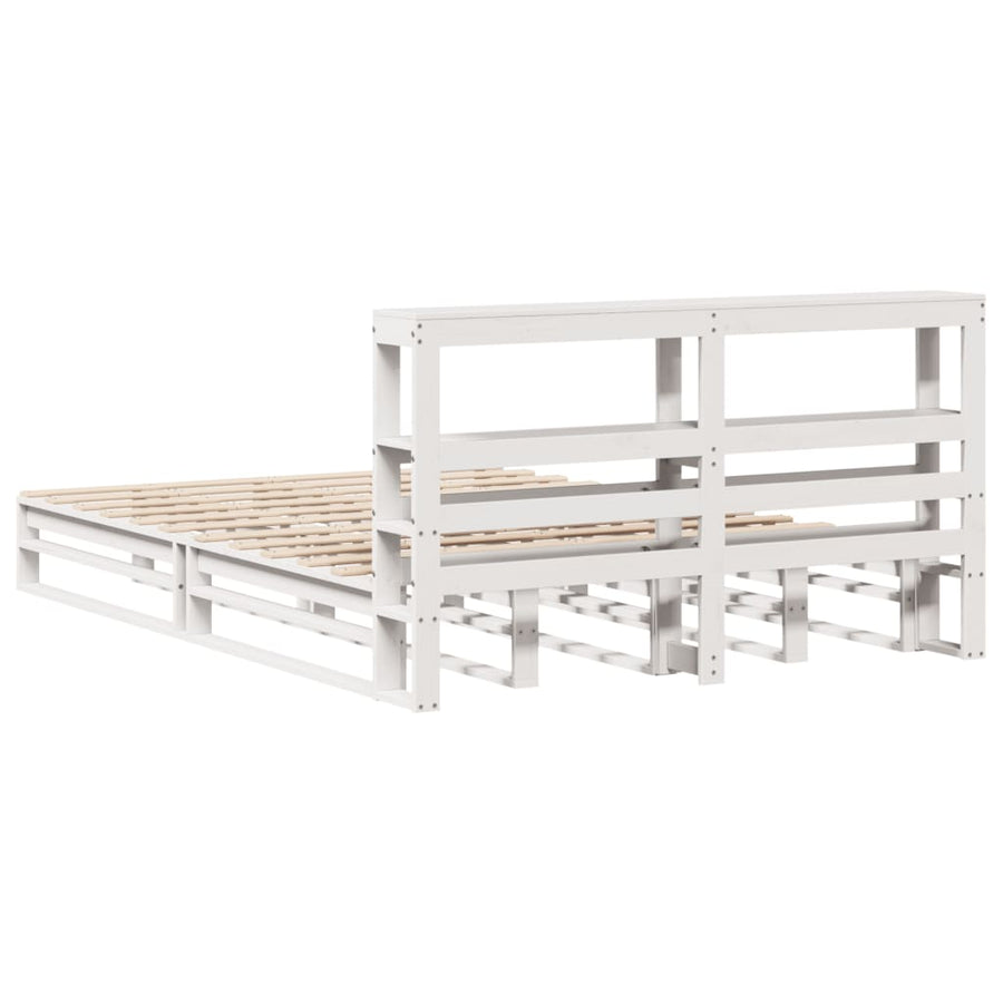 Bedframe zonder matras massief grenenhout wit 120x200 cm