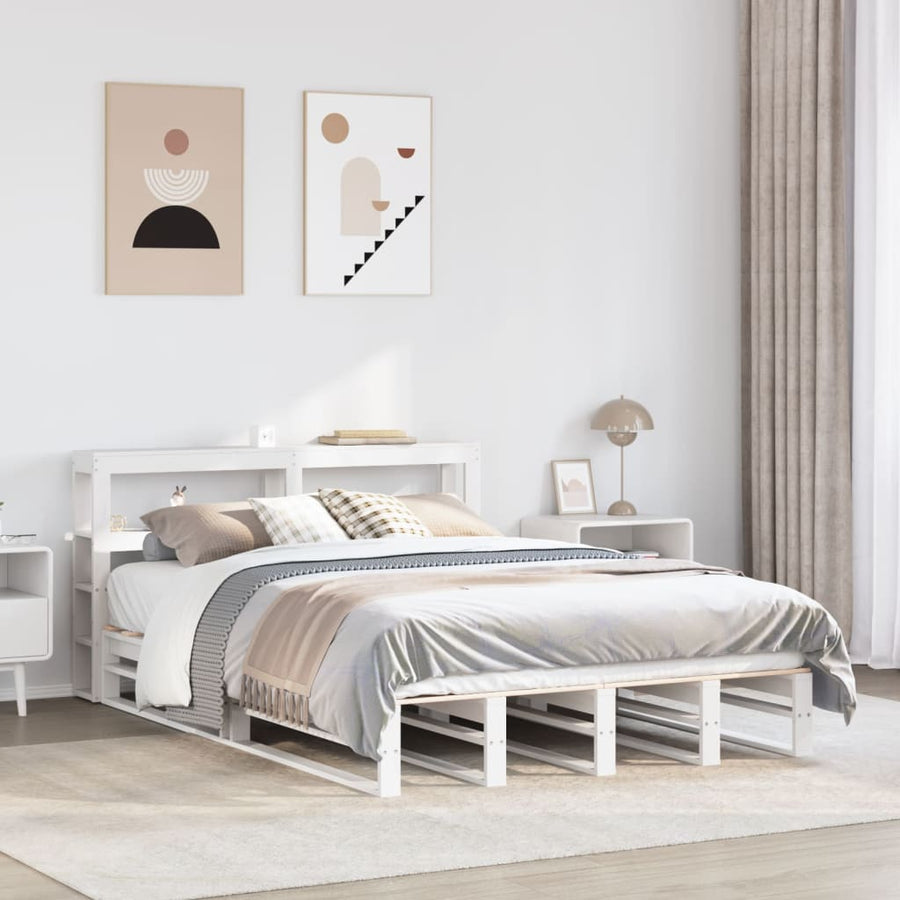 Bedframe zonder matras massief grenenhout wit 120x200 cm