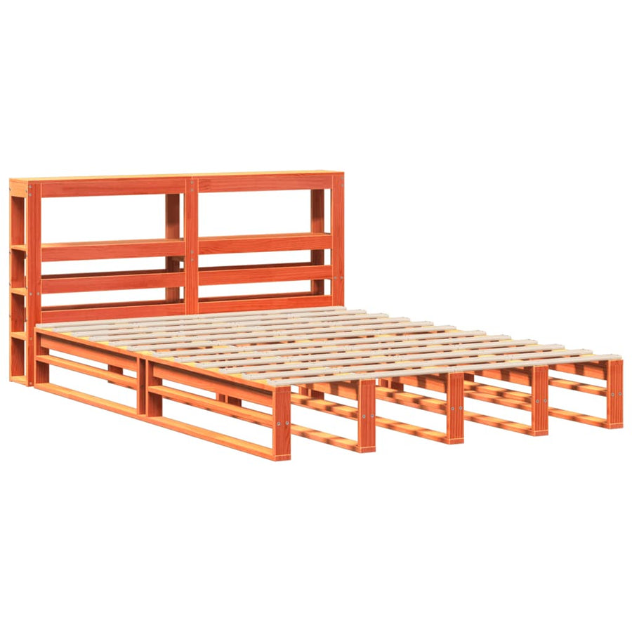 Bedframe zonder matras massief grenenhout wasbruin 120x200 cm