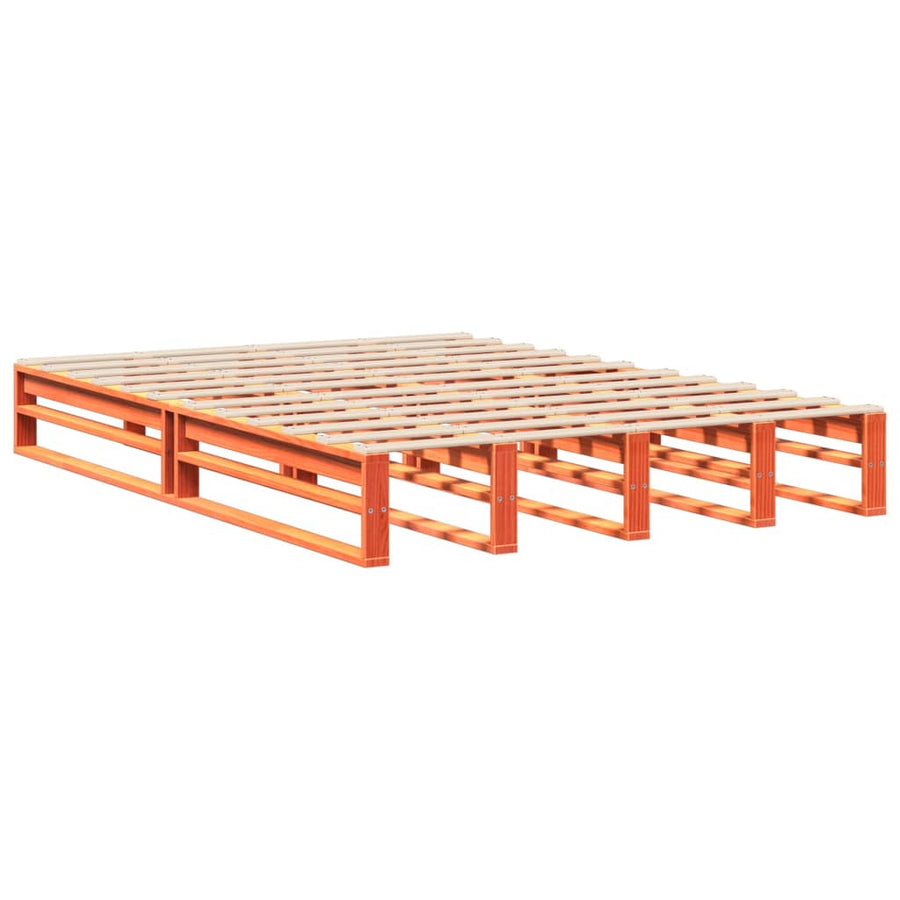 Bedframe zonder matras massief grenenhout wasbruin 120x200 cm
