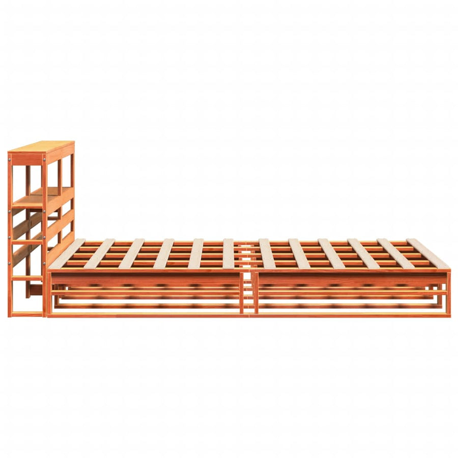 Bedframe zonder matras massief grenenhout wasbruin 120x200 cm