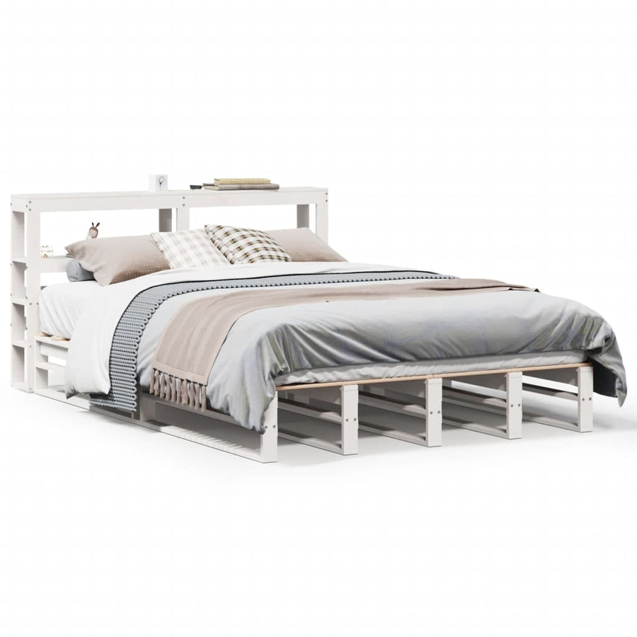 Bedframe zonder matras massief grenenhout wit 140x200 cm