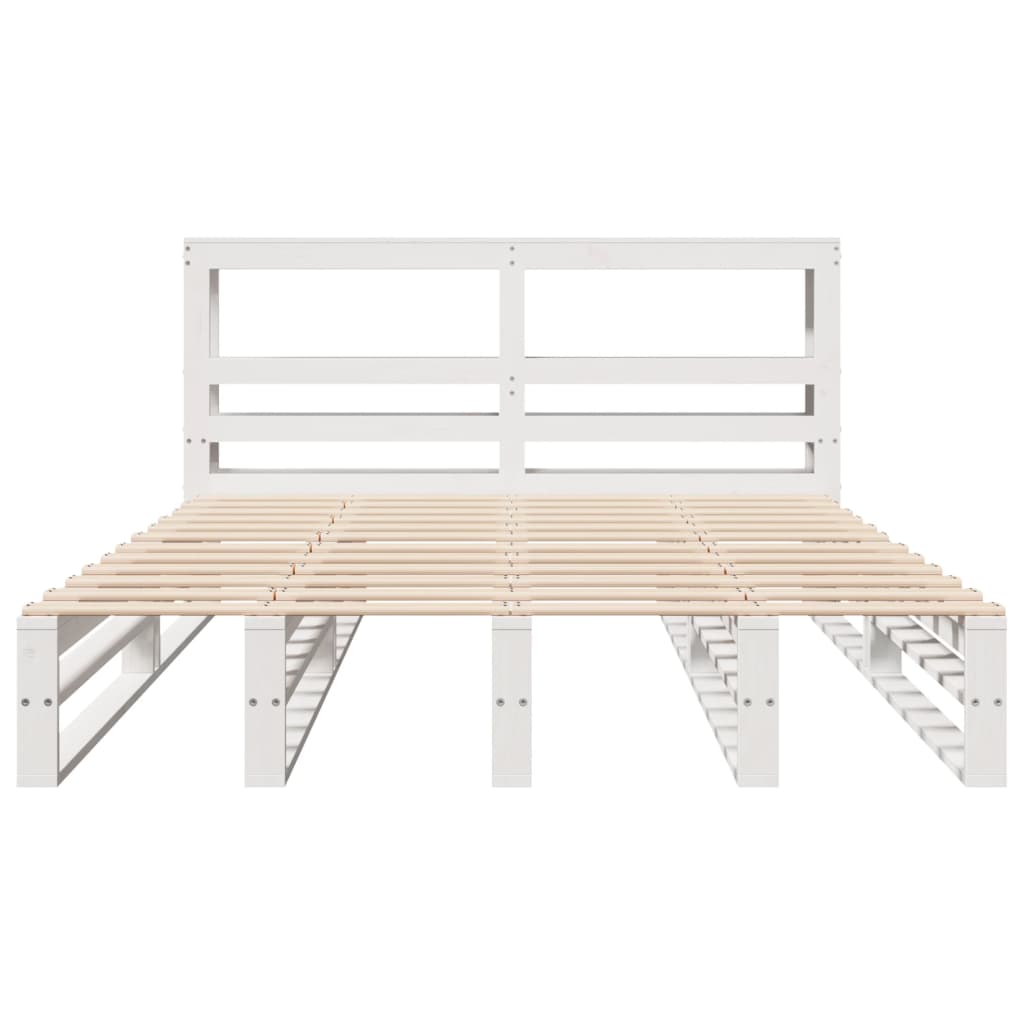 Bedframe zonder matras massief grenenhout wit 140x200 cm
